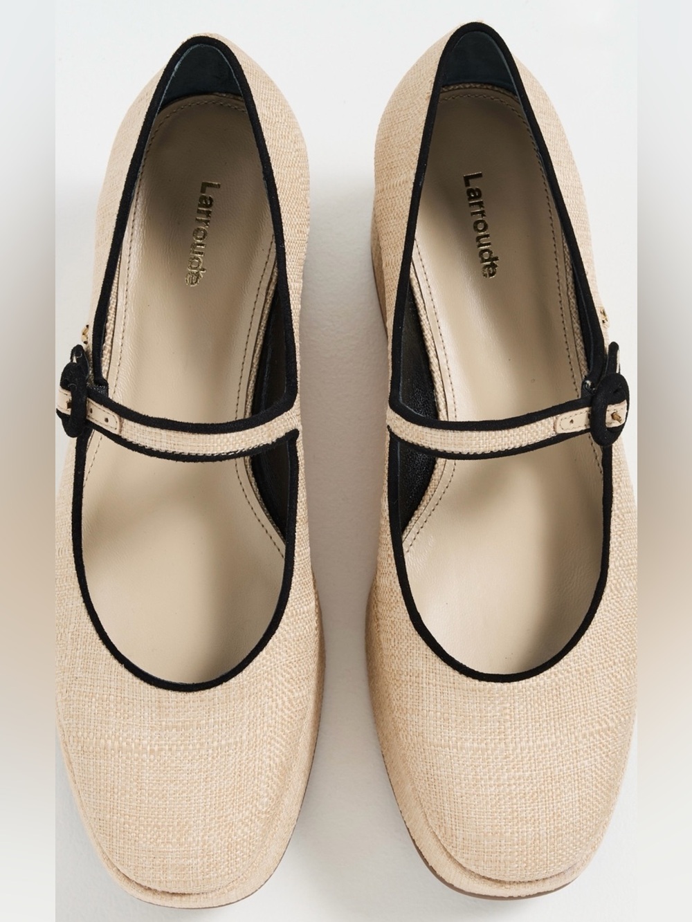 Larroudé Blair Flatforms in Raffia w Leather Trim Size 8.5 NIB - Picture 6 of 16